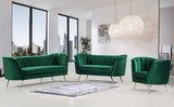 Margo Velvet / Engineered Wood / Stainless Steel / Foam Contemporary Green Velvet Loveseat - 65" W x 30" D x 33" H