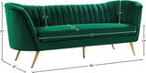 Margo Velvet / Engineered Wood / Stainless Steel / Foam Contemporary Green Velvet Sofa - 88" W x 30" D x 33" H