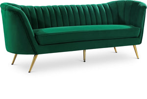 Margo Velvet / Engineered Wood / Stainless Steel / Foam Contemporary Green Velvet Sofa - 88" W x 30" D x 33" H
