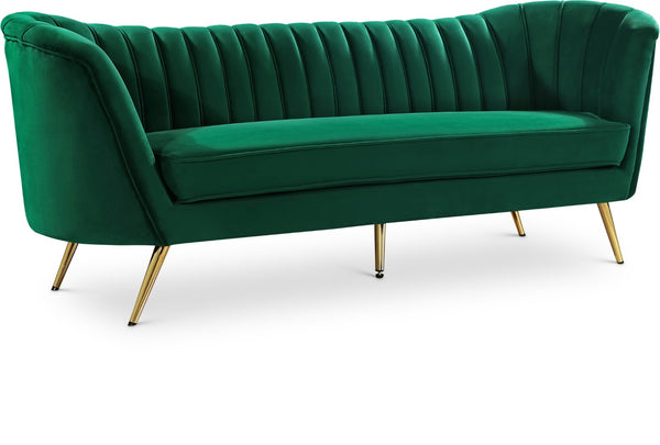 Margo Velvet / Engineered Wood / Stainless Steel / Foam Contemporary Green Velvet Sofa - 88" W x 30" D x 33" H