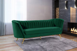 Margo Velvet / Engineered Wood / Stainless Steel / Foam Contemporary Green Velvet Sofa - 88" W x 30" D x 33" H