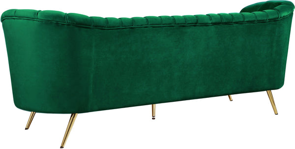 Margo Velvet / Engineered Wood / Stainless Steel / Foam Contemporary Green Velvet Sofa - 88" W x 30" D x 33" H