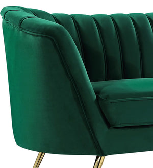 Margo Velvet / Engineered Wood / Stainless Steel / Foam Contemporary Green Velvet Sofa - 88" W x 30" D x 33" H