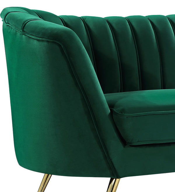 Margo Velvet / Engineered Wood / Stainless Steel / Foam Contemporary Green Velvet Sofa - 88" W x 30" D x 33" H