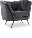 Margo Velvet / Engineered Wood / Stainless Steel / Foam Contemporary Grey Velvet Chair - 43" W x 30" D x 33" H