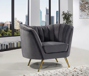 Margo Velvet / Engineered Wood / Stainless Steel / Foam Contemporary Grey Velvet Chair - 43" W x 30" D x 33" H