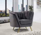 Margo Velvet / Engineered Wood / Stainless Steel / Foam Contemporary Grey Velvet Chair - 43" W x 30" D x 33" H