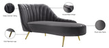 Margo Velvet / Engineered Wood / Stainless Steel / Foam Contemporary Grey Velvet Chaise - 74" W x 37.5" D x 35" H