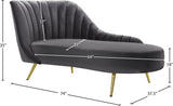 Margo Velvet / Engineered Wood / Stainless Steel / Foam Contemporary Grey Velvet Chaise - 74" W x 37.5" D x 35" H