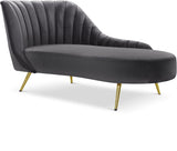 Margo Velvet / Engineered Wood / Stainless Steel / Foam Contemporary Grey Velvet Chaise - 74" W x 37.5" D x 35" H