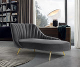 Margo Velvet / Engineered Wood / Stainless Steel / Foam Contemporary Grey Velvet Chaise - 74" W x 37.5" D x 35" H