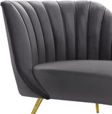 Margo Velvet / Engineered Wood / Stainless Steel / Foam Contemporary Grey Velvet Chaise - 74" W x 37.5" D x 35" H