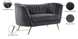 Margo Velvet / Engineered Wood / Stainless Steel / Foam Contemporary Grey Velvet Loveseat - 65" W x 30" D x 33" H