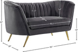 Margo Velvet / Engineered Wood / Stainless Steel / Foam Contemporary Grey Velvet Loveseat - 65" W x 30" D x 33" H