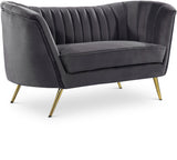 Margo Velvet / Engineered Wood / Stainless Steel / Foam Contemporary Grey Velvet Loveseat - 65" W x 30" D x 33" H