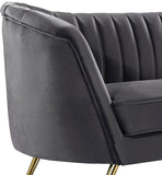 Margo Velvet / Engineered Wood / Stainless Steel / Foam Contemporary Grey Velvet Loveseat - 65" W x 30" D x 33" H