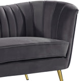 Margo Velvet / Engineered Wood / Stainless Steel / Foam Contemporary Grey Velvet Loveseat - 65" W x 30" D x 33" H