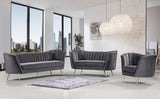 Margo Velvet / Engineered Wood / Stainless Steel / Foam Contemporary Grey Velvet Loveseat - 65" W x 30" D x 33" H