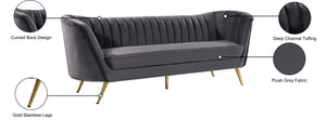 Margo Velvet / Engineered Wood / Stainless Steel / Foam Contemporary Grey Velvet Sofa - 88" W x 30" D x 33" H