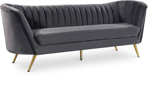 Margo Velvet / Engineered Wood / Stainless Steel / Foam Contemporary Grey Velvet Sofa - 88" W x 30" D x 33" H
