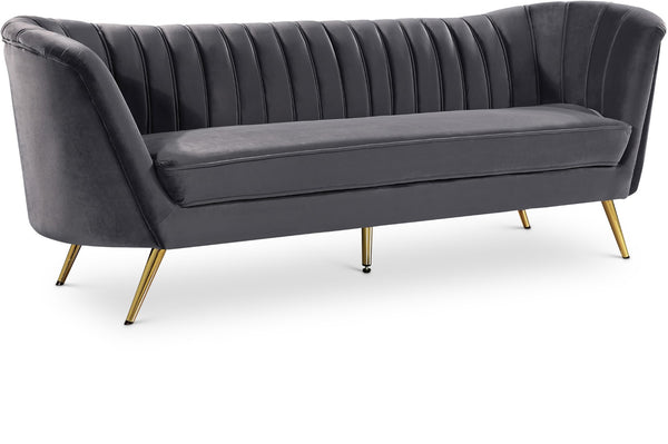 Margo Velvet / Engineered Wood / Stainless Steel / Foam Contemporary Grey Velvet Sofa - 88" W x 30" D x 33" H