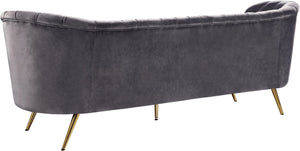 Margo Velvet / Engineered Wood / Stainless Steel / Foam Contemporary Grey Velvet Sofa - 88" W x 30" D x 33" H