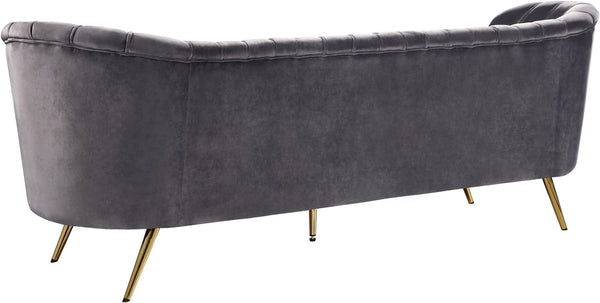 Margo Velvet / Engineered Wood / Stainless Steel / Foam Contemporary Grey Velvet Sofa - 88" W x 30" D x 33" H