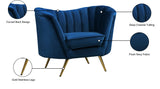 Margo Velvet / Engineered Wood / Stainless Steel / Foam Contemporary Navy Velvet Chair - 43" W x 30" D x 33" H