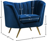 Margo Velvet / Engineered Wood / Stainless Steel / Foam Contemporary Navy Velvet Chair - 43" W x 30" D x 33" H