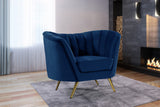 Margo Velvet / Engineered Wood / Stainless Steel / Foam Contemporary Navy Velvet Chair - 43" W x 30" D x 33" H