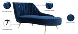 Margo Velvet / Engineered Wood / Stainless Steel / Foam Contemporary Navy Velvet Chaise - 74" W x 37.5" D x 35" H