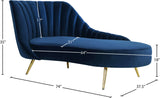 Margo Velvet / Engineered Wood / Stainless Steel / Foam Contemporary Navy Velvet Chaise - 74" W x 37.5" D x 35" H