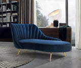 Margo Velvet / Engineered Wood / Stainless Steel / Foam Contemporary Navy Velvet Chaise - 74" W x 37.5" D x 35" H