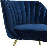 Margo Velvet / Engineered Wood / Stainless Steel / Foam Contemporary Navy Velvet Chaise - 74" W x 37.5" D x 35" H