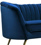 Margo Velvet / Engineered Wood / Stainless Steel / Foam Contemporary Navy Velvet Loveseat - 65" W x 30" D x 33" H