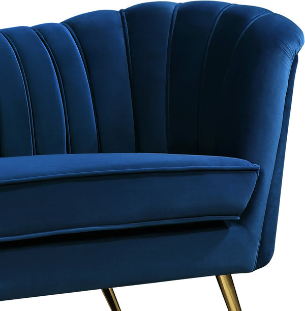 Margo Velvet / Engineered Wood / Stainless Steel / Foam Contemporary Navy Velvet Loveseat - 65" W x 30" D x 33" H