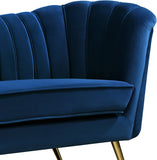 Margo Velvet / Engineered Wood / Stainless Steel / Foam Contemporary Navy Velvet Loveseat - 65" W x 30" D x 33" H