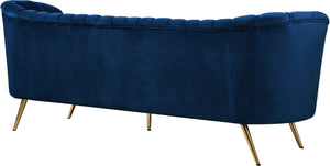 Margo Velvet / Engineered Wood / Stainless Steel / Foam Contemporary Navy Velvet Sofa - 88" W x 30" D x 33" H