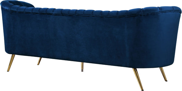 Margo Velvet / Engineered Wood / Stainless Steel / Foam Contemporary Navy Velvet Sofa - 88" W x 30" D x 33" H