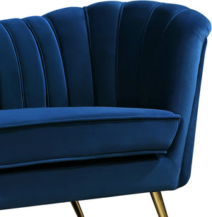 Margo Velvet / Engineered Wood / Stainless Steel / Foam Contemporary Navy Velvet Sofa - 88" W x 30" D x 33" H