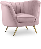 Margo Velvet / Engineered Wood / Stainless Steel / Foam Contemporary Pink Velvet Chair - 43" W x 30" D x 33" H