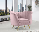 Margo Velvet / Engineered Wood / Stainless Steel / Foam Contemporary Pink Velvet Chair - 43" W x 30" D x 33" H