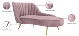 Margo Velvet / Engineered Wood / Stainless Steel / Foam Contemporary Pink Velvet Chaise - 74" W x 37.5" D x 35" H