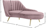 Margo Velvet / Engineered Wood / Stainless Steel / Foam Contemporary Pink Velvet Chaise - 74" W x 37.5" D x 35" H