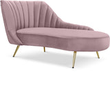 Margo Velvet / Engineered Wood / Stainless Steel / Foam Contemporary Pink Velvet Chaise - 74" W x 37.5" D x 35" H