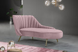 Margo Velvet / Engineered Wood / Stainless Steel / Foam Contemporary Pink Velvet Chaise - 74" W x 37.5" D x 35" H