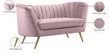 Margo Velvet / Engineered Wood / Stainless Steel / Foam Contemporary Pink Velvet Loveseat - 65" W x 30" D x 33" H