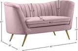 Margo Velvet / Engineered Wood / Stainless Steel / Foam Contemporary Pink Velvet Loveseat - 65" W x 30" D x 33" H