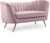 Margo Velvet / Engineered Wood / Stainless Steel / Foam Contemporary Pink Velvet Loveseat - 65" W x 30" D x 33" H