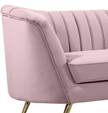 Margo Velvet / Engineered Wood / Stainless Steel / Foam Contemporary Pink Velvet Loveseat - 65" W x 30" D x 33" H